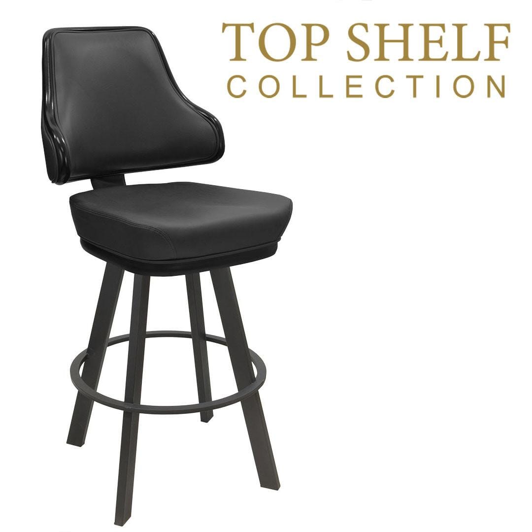 Top Shelf Collection Gladiator 1025 Classic Casino Bucket Bar Stool on Large Black Frame