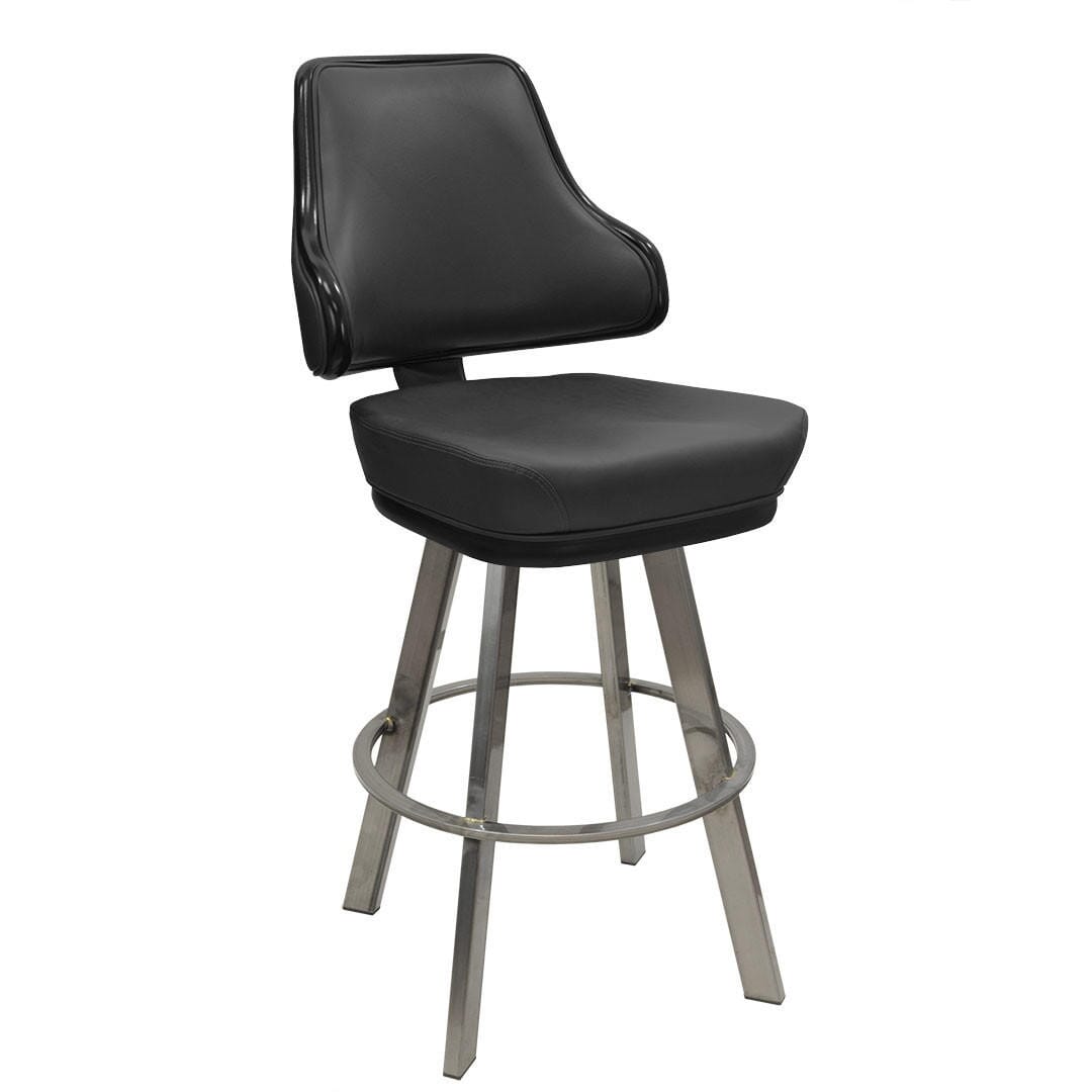 Top Shelf Collection Gladiator 1025 Classic Casino Bucket Bar Stool with Clear Coat Frame and Black Vinyl