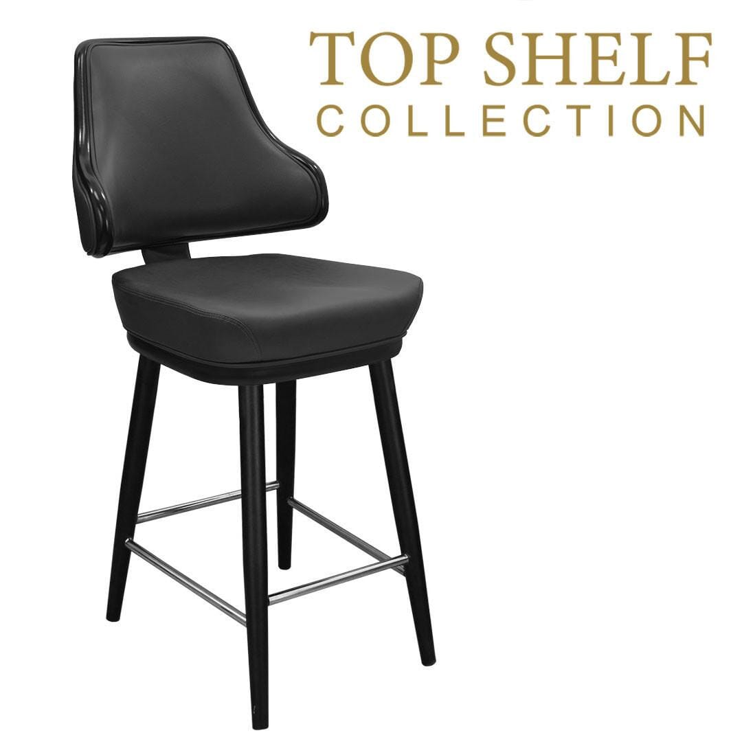 Top Shelf Collection Gladiator 1025 Classic Casino Bucket Bar Stool on Square Frame with Silver Footring