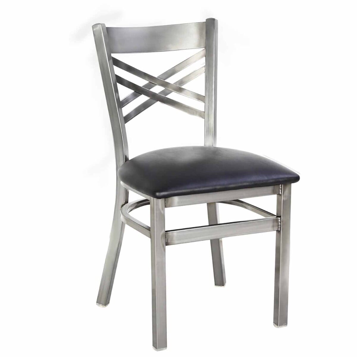 Clear Coat Metal Cross Back Restaurant Chair