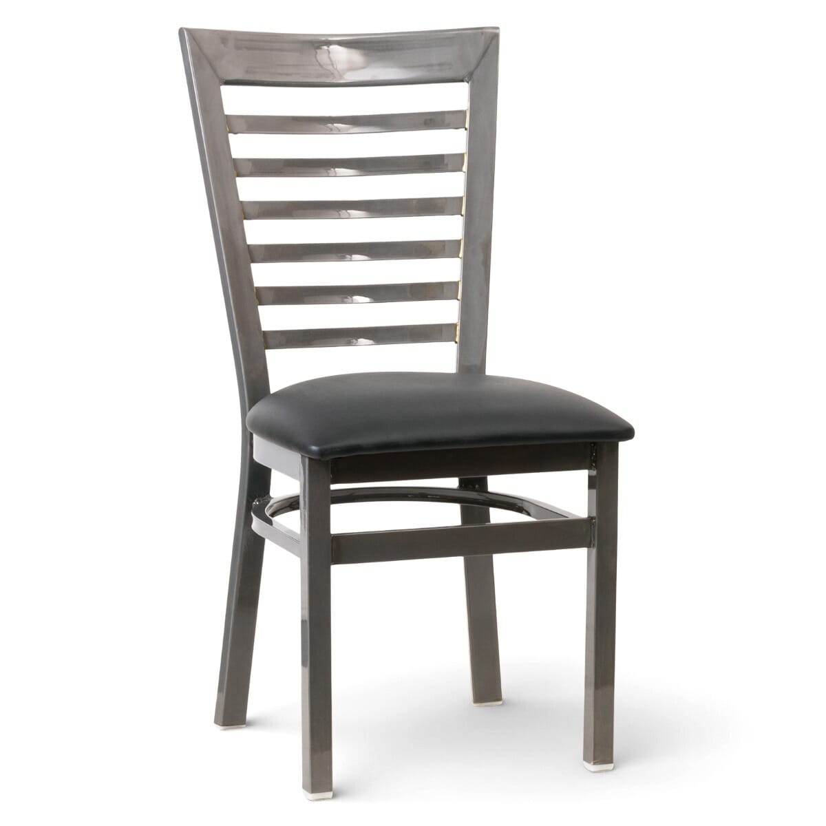 Full Ladder Back Metal Chair with Distressed Clear Coat Finish
