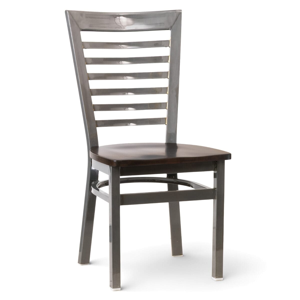 Full Ladder Back Metal Chair with Distressed Clear Coat Finish