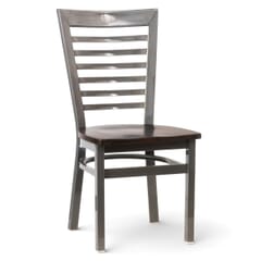 Full Ladder Back Metal Chair with Distressed Clear Coat Finish