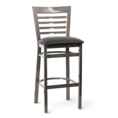 Full Ladder Back Bar Stool with Distressed Clear Coat Finish