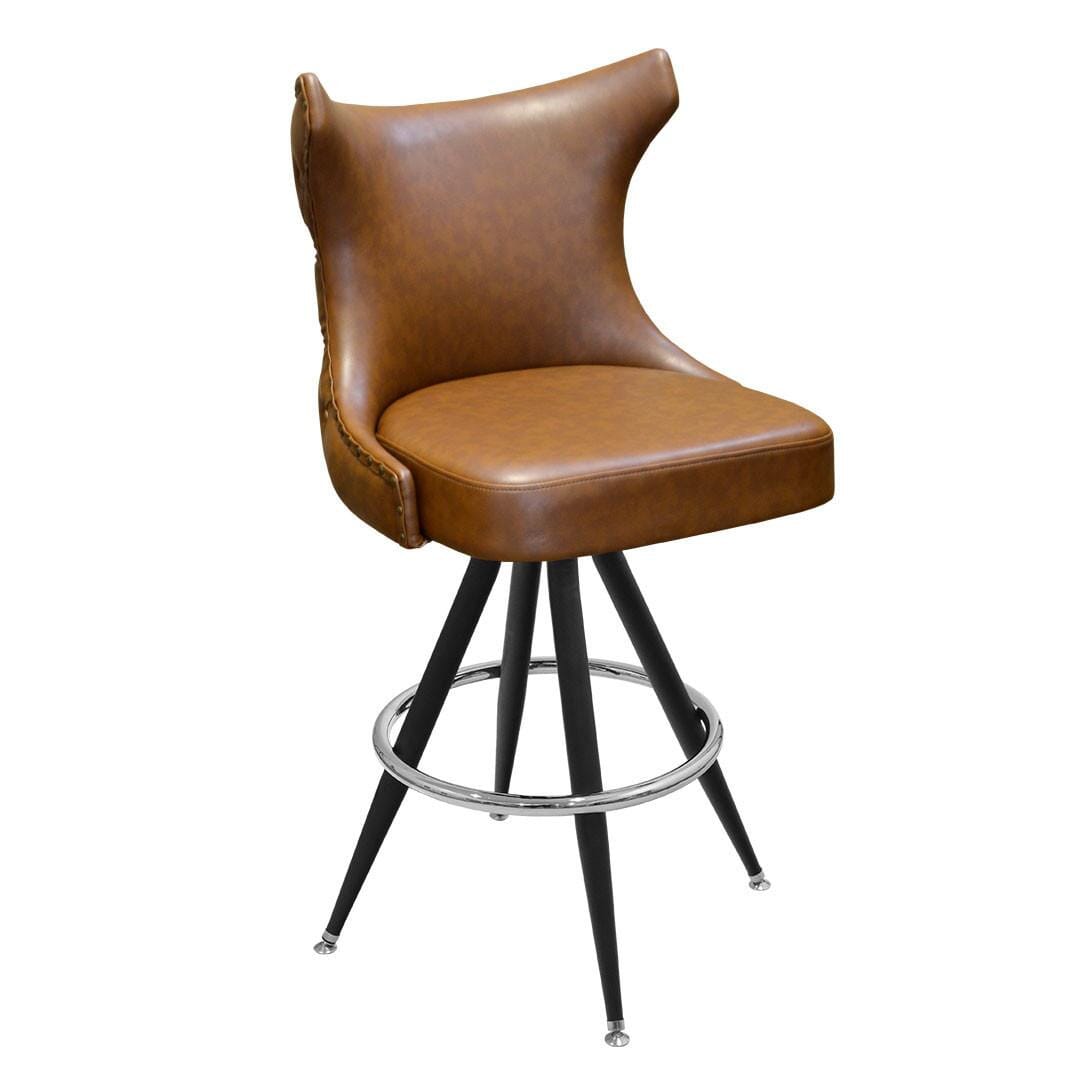 Top Shelf Collection Gladiator 2150 Tufted Back Bucket Bar Stool on Vintage Base and Choice of 2 Vinyl Colors
