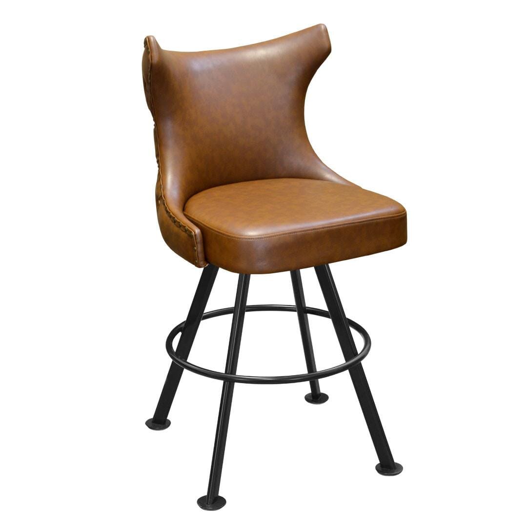 Top Shelf Collection Gladiator 2150 Tufted Back Bucket Bar Stool on Large Black Rounded Frame and Choice of 2 Vinyl Colors