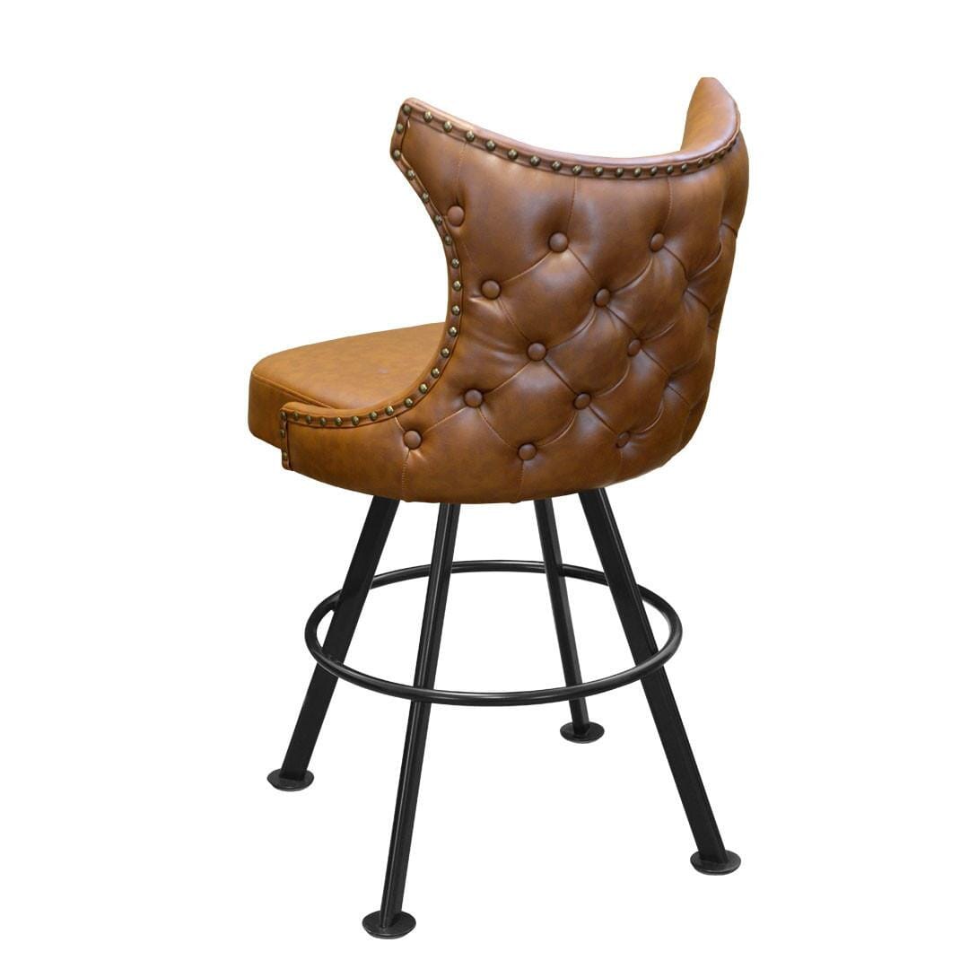 Top Shelf Collection Gladiator 2150 Tufted Back Bucket Bar Stool on Large Black Rounded Frame and Choice of 2 Vinyl Colors