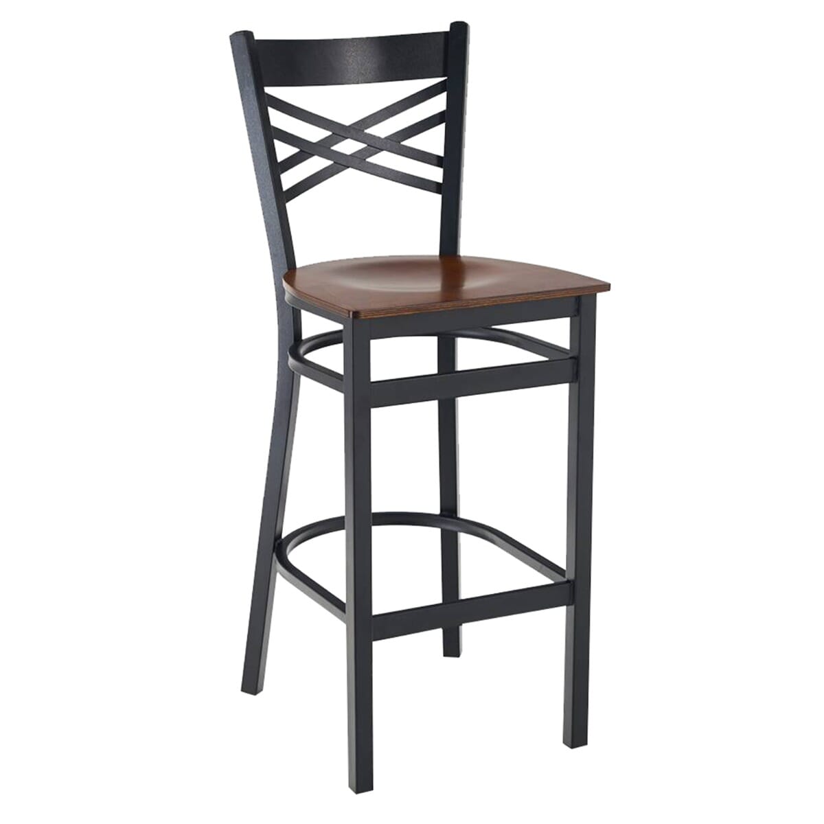 Black Metal Cross Back Restaurant Bar Stool