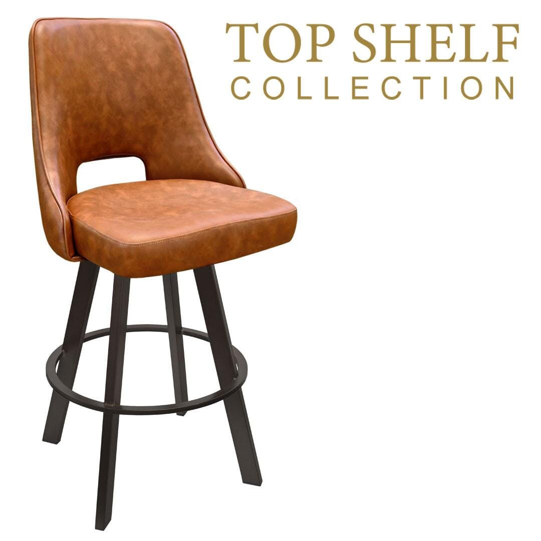 Top Shelf Collection Gladiator 2250 Channel Back Bucket Bar Stool on Large Black Base