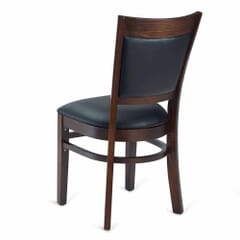 Quick-Ship Walnut Wood Restaurant Chair with Black Vinyl Seat and Back