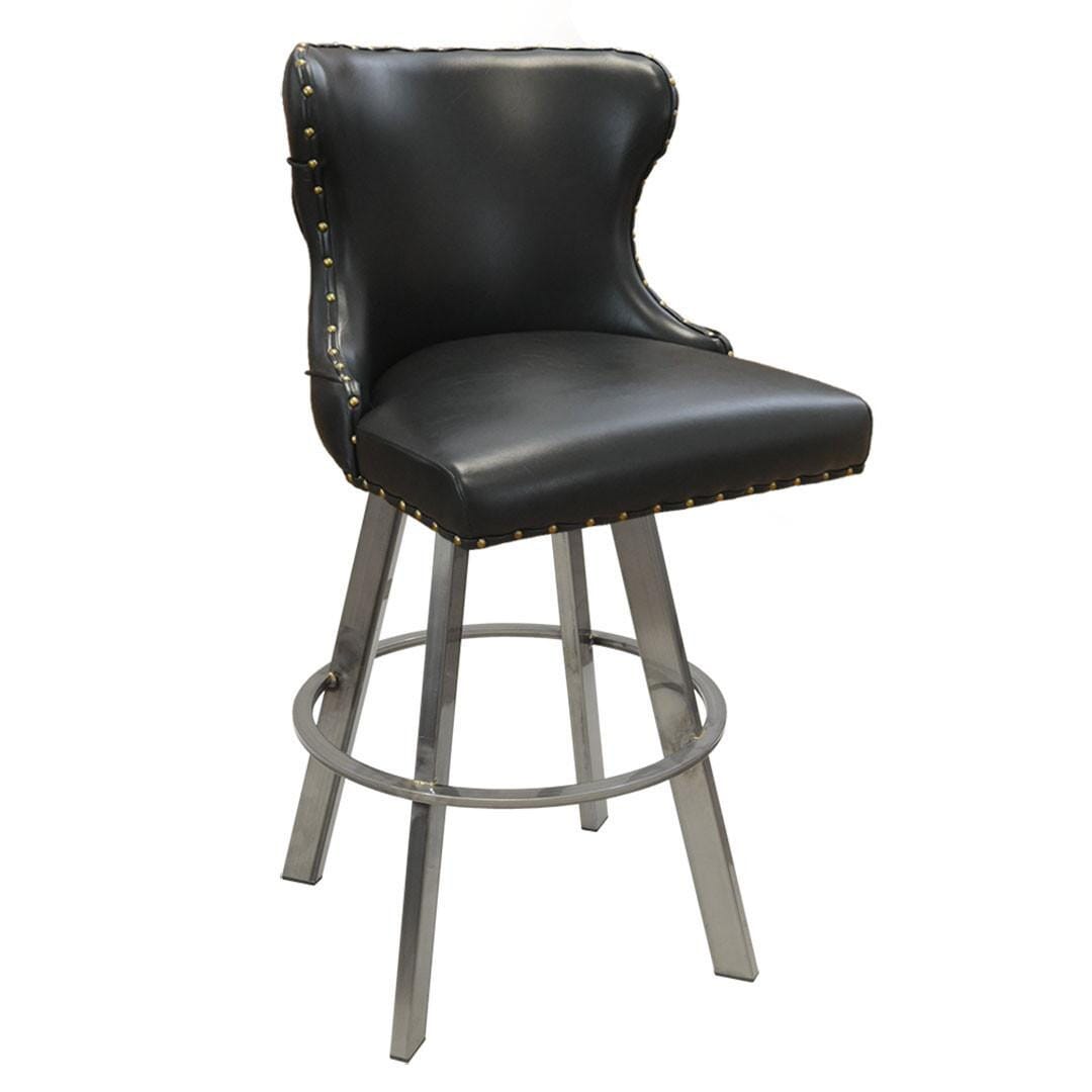 Top Shelf Collection Gladiator 3250 Tufted Back Bucket Bar Stool on Large Clear Coat Base