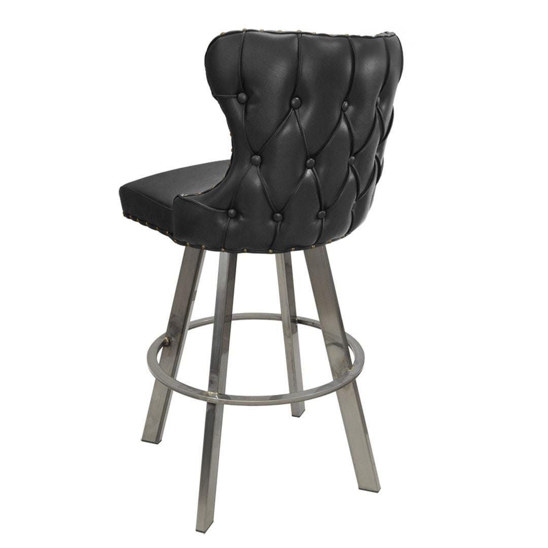 Top Shelf Collection Gladiator 3250 Tufted Back Bucket Bar Stool on Large Clear Coat Base