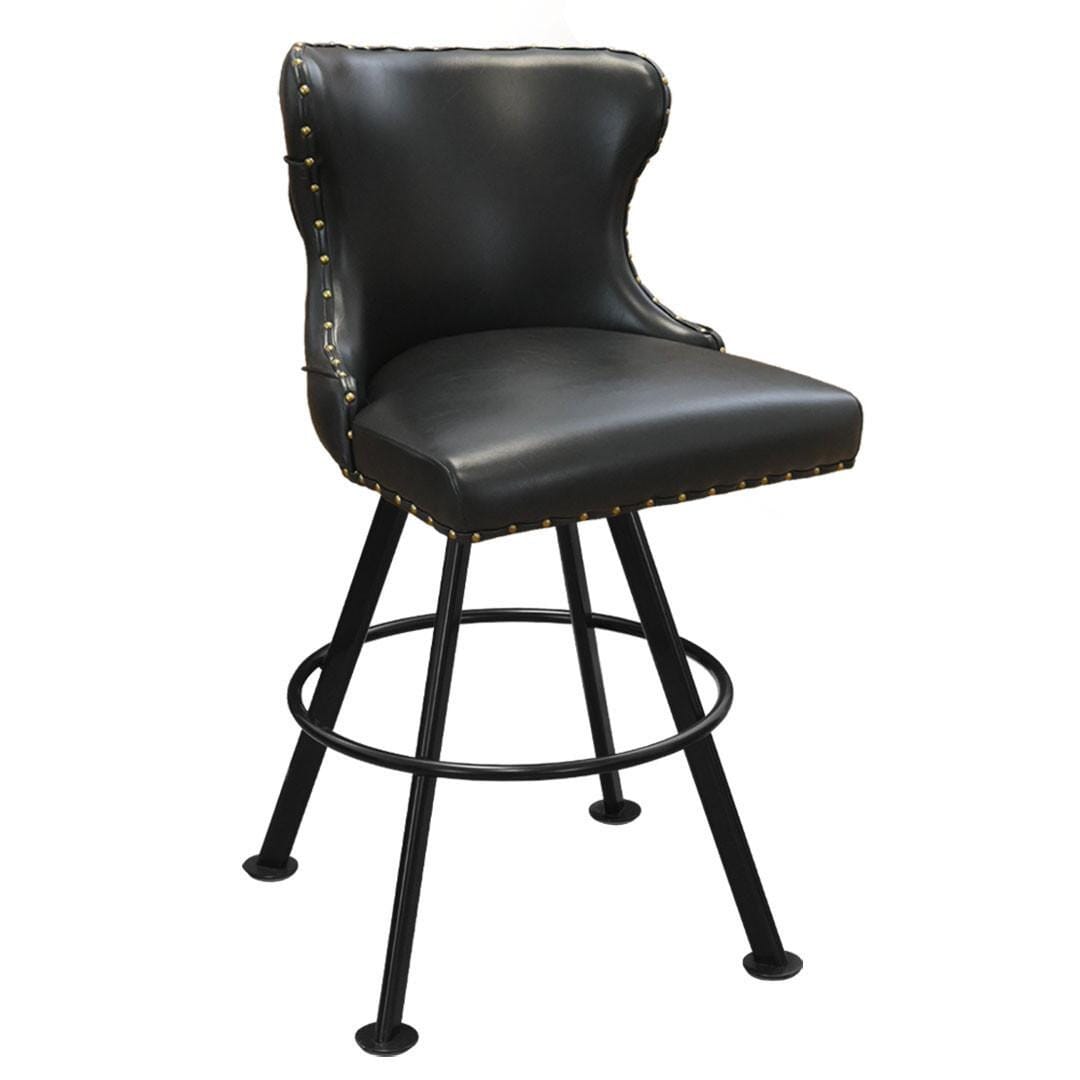 Top Shelf Collection Gladiator 3250 Tufted Back Bucket Bar Stool on Large Rounded Black Base