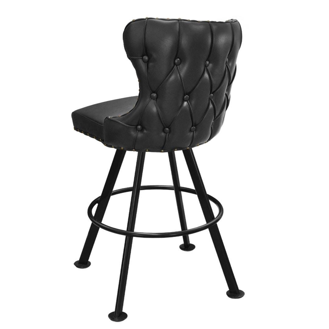 Top Shelf Collection Gladiator 3250 Tufted Back Bucket Bar Stool on Large Rounded Black Base