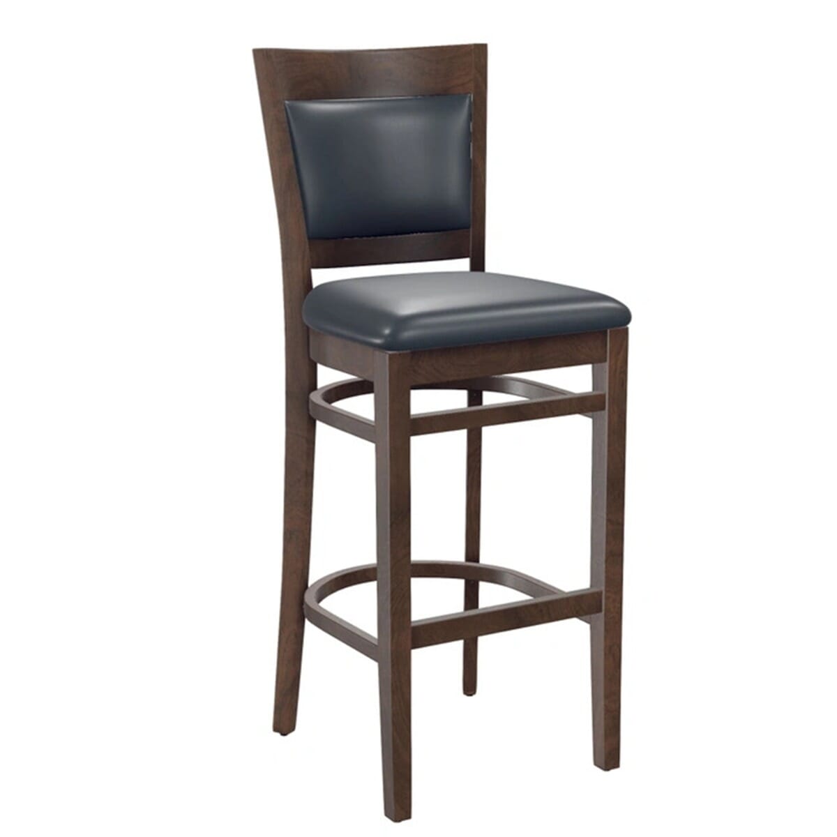 Walnut Wood Easton Commercial Bar Stool with Black Vinyl Seat & Back