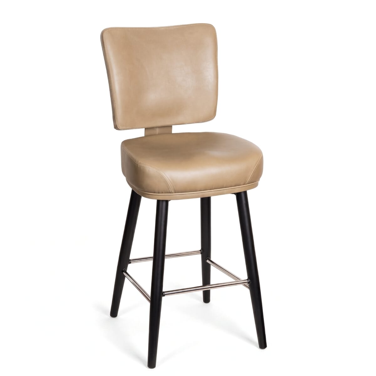Top Shelf Collection Gladiator 850 Custom Upholstered Bucket Bar Stool with Square Frame and Chrome Footring