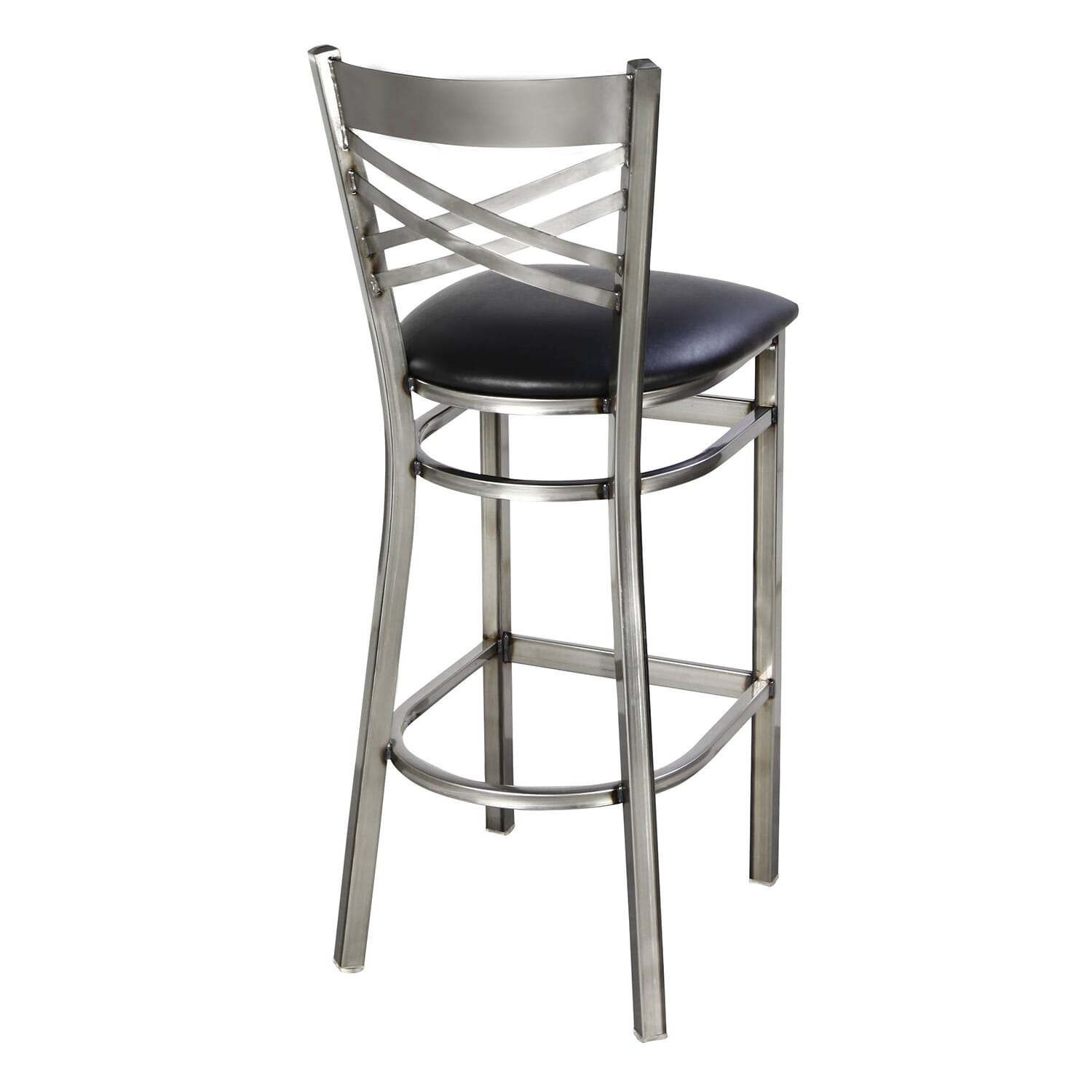 Clear Coat Metal Cross Back Restaurant Bar Stool