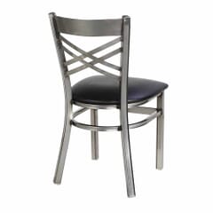 Clear Coat Metal Cross Back Restaurant Chair