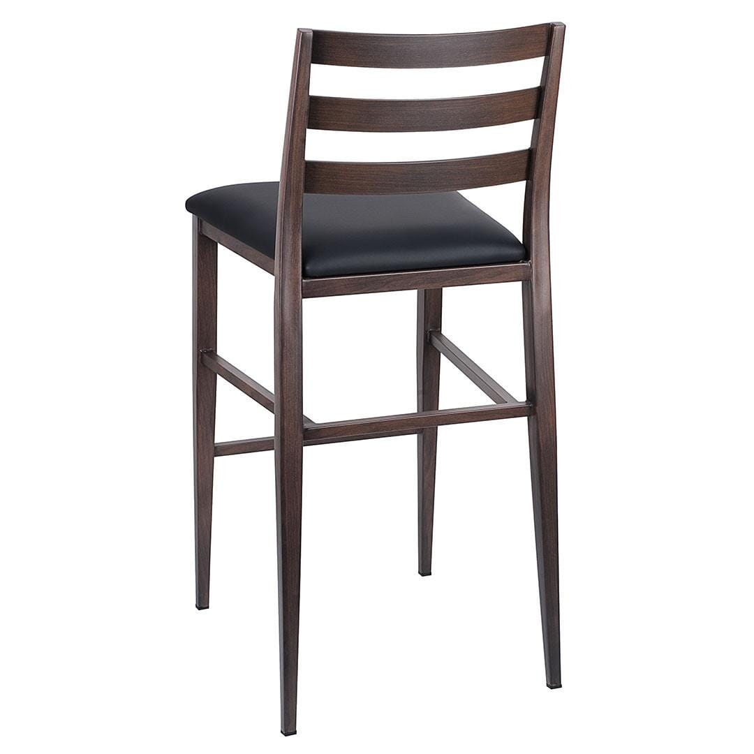 Steelgrain Ladderback Bar Stool with Walnut Wood Grain Frame and Black Vinyl Seat