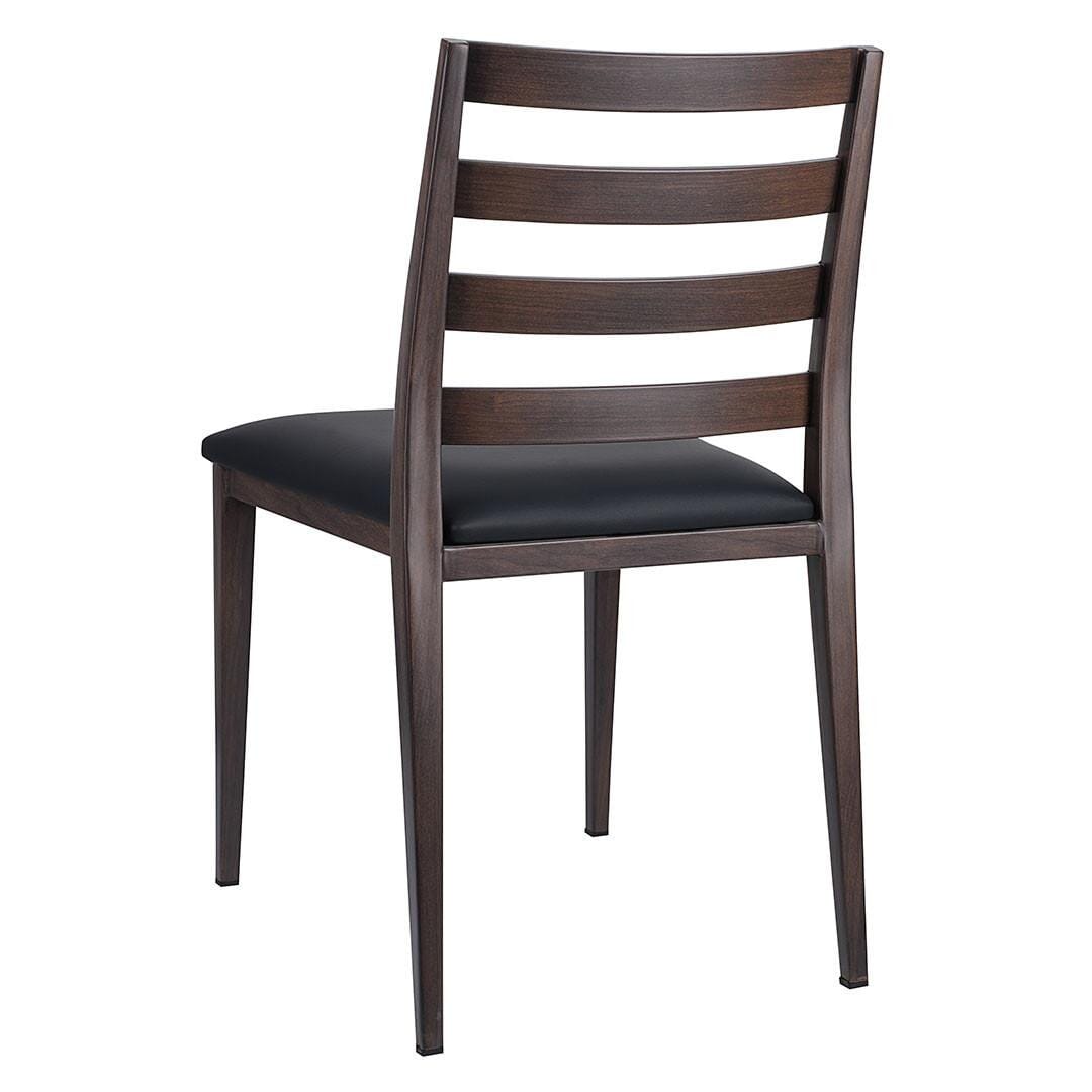 Steelgrain Ladderback Dining Chair with Walnut Wood Grain Frame and Black Vinyl Seat