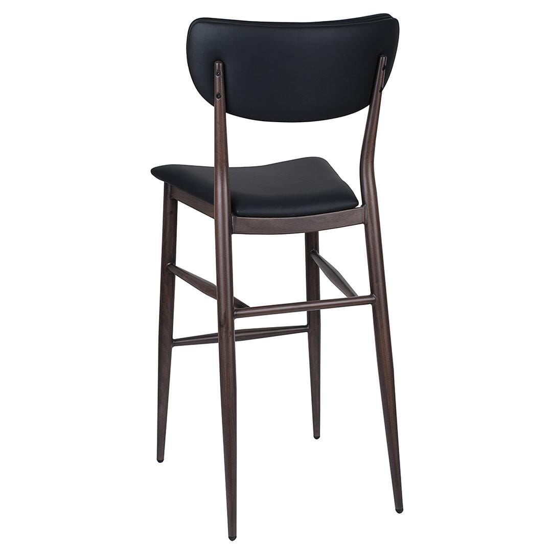 Steelgrain Steakhouse Dining Bar Stool with Walnut Wood Grain Frame and Black Vinyl Seat