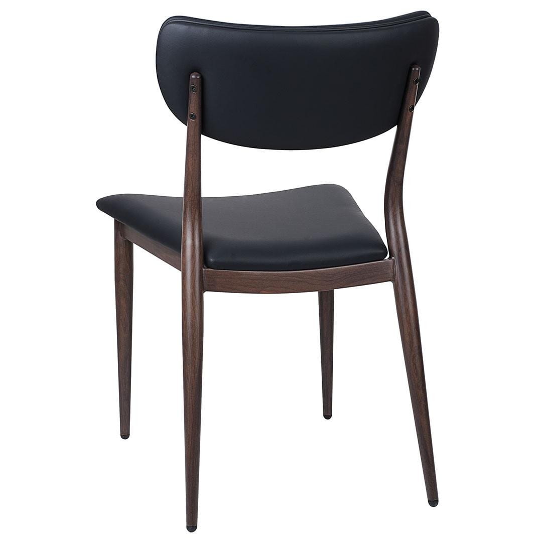 Steelgrain Steakhouse Dining Chair with Walnut Wood Grain Frame and Black Vinyl Seat