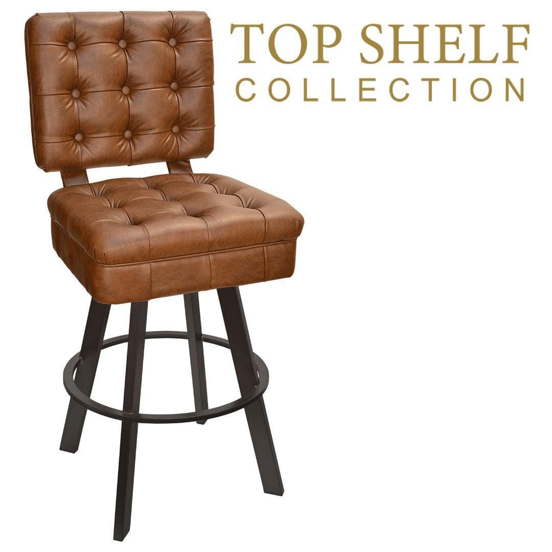 Gladiator 925 Tufted Bucket Bar Stool with Black 900 Base with Choice of 2 Vinyl Colors