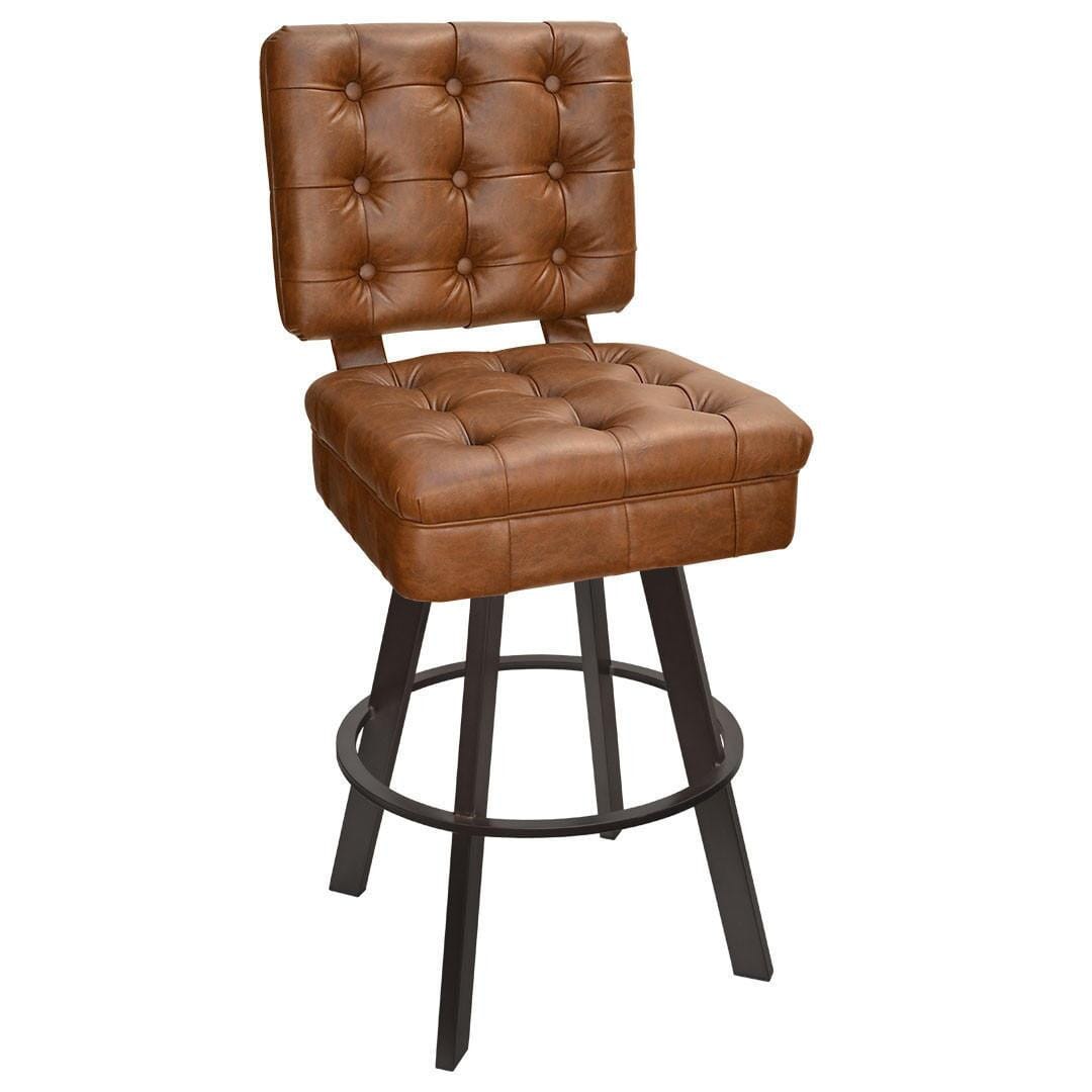 Gladiator 925 Tufted Bucket Bar Stool with Black 900 Base with Choice of 2 Vinyl Colors