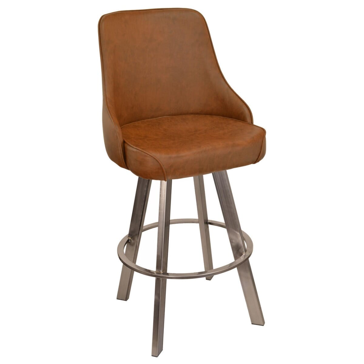 Top Shelf Collection Gladiator 950 Tufted Back Bucket Bar Stool on Clear Coat Base with Choice of 2 Vinyls