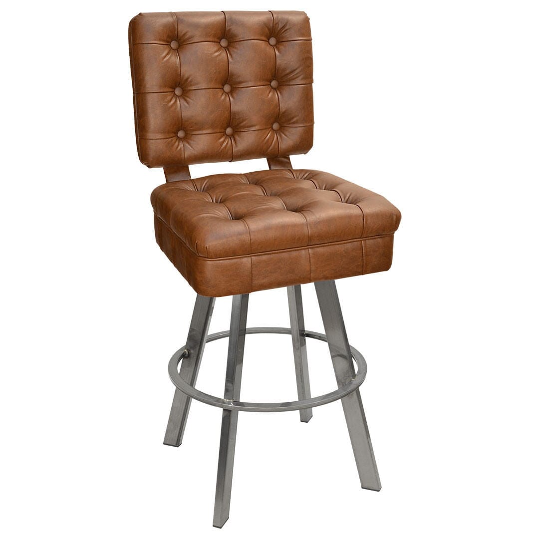 Top Shelf Collection Gladiator 925 Tufted Bucket Bar Stool on Clear Coat 900 Base with Choice of 2 Vinyl Colors