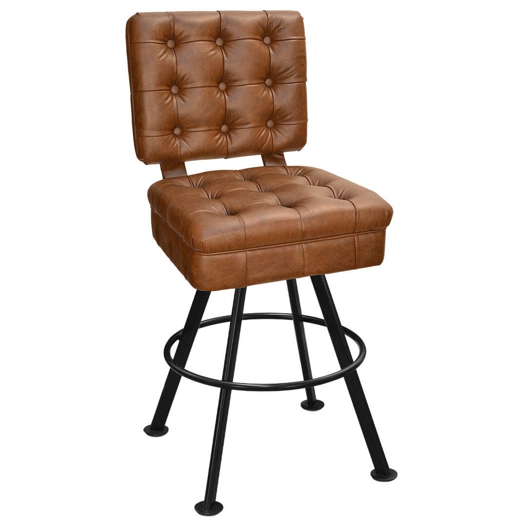Top Shelf Collection Gladiator 925 Tufted Bucket Bar Stool on Black Rounded Base with Choice of 2 Vinyl Colors