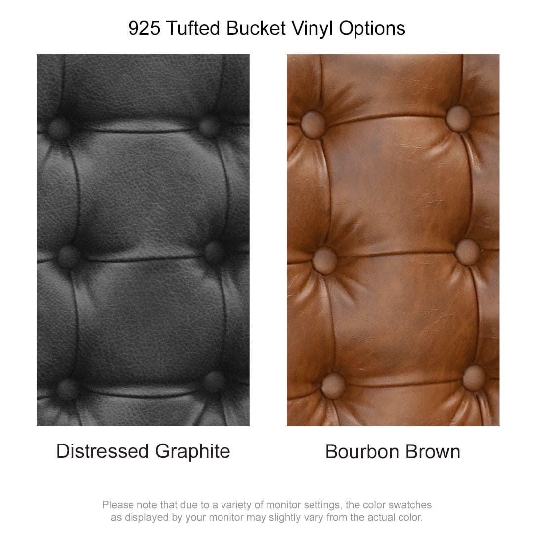 Top Shelf Collection Gladiator 925 Tufted Bucket Bar Stool on Black Rounded Base with Choice of 2 Vinyl Colors