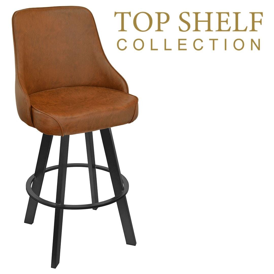 Top Shelf Collection Gladiator 950 Tufted Back Bucket Bar Stool on Black Base with Choice of 2 Vinyls