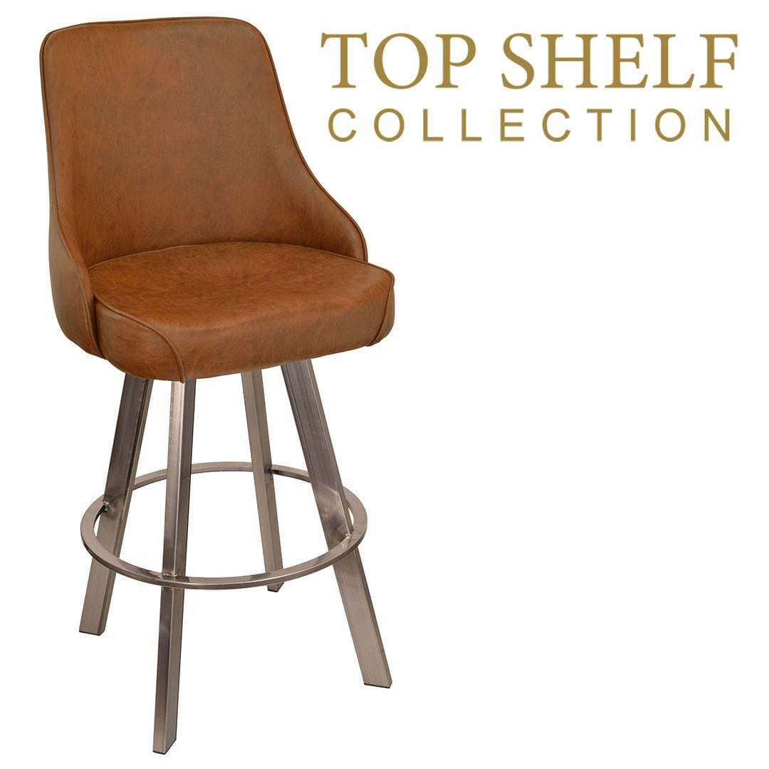 Gladiator 950 Tufted Back Bucket Bar Stool on Clear Coat Base with Choice of 3 Vinyls East Coast Chair and Barstool - Top Shelf Collection