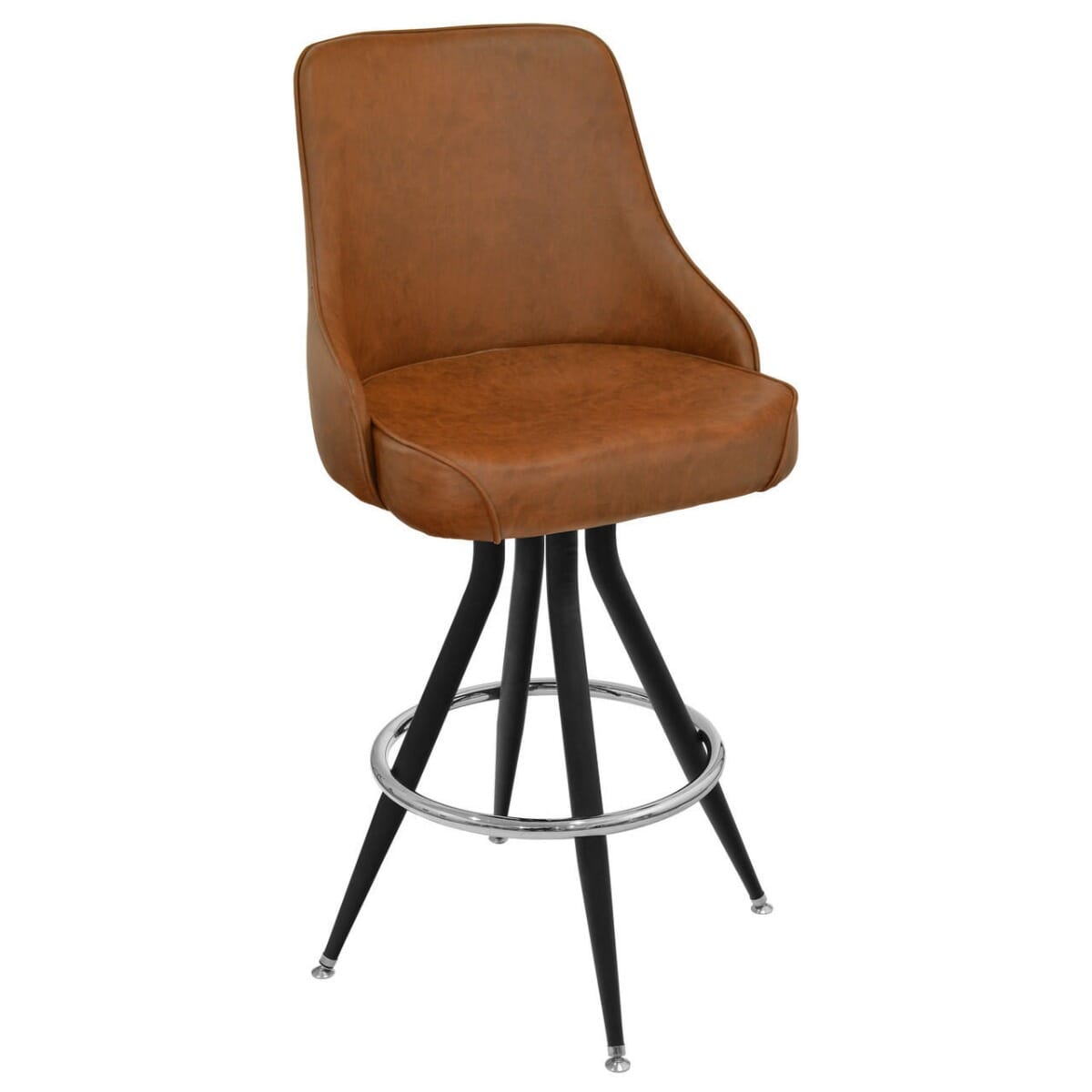 Top Shelf Collection Gladiator 950 Tufted Back Bucket Bar Stool on Vintage Black Base with Chrome/Gold Ring and Choice of 2 Vinyls