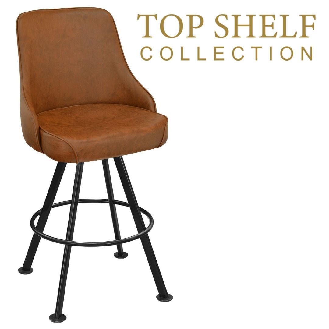 Gladiator 950 Tufted Back Bucket Bar Stool on Black Rounded Base with Choice of 3 Vinyls East Coast Chair and Barstool - Top Shelf Collection