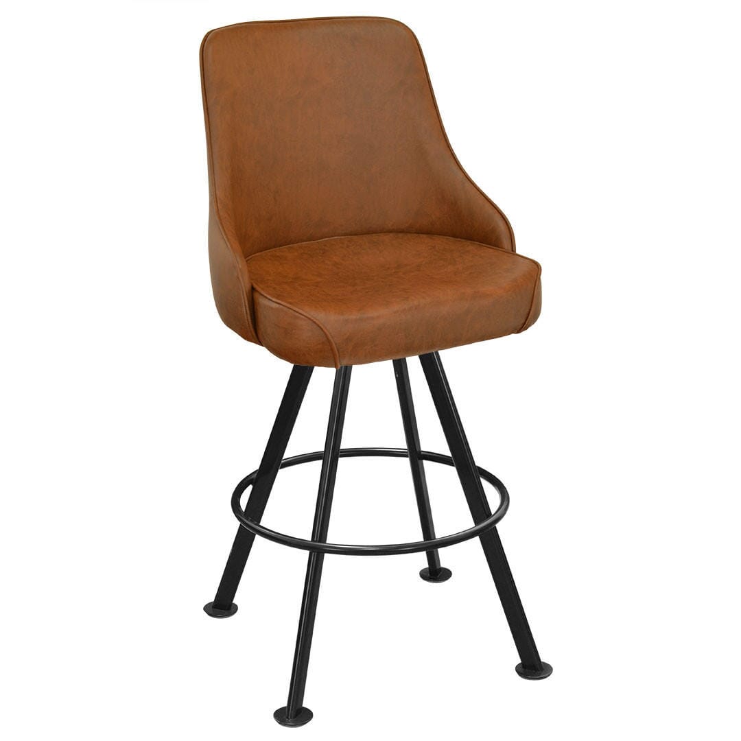 Top Shelf Collection Gladiator 950 Tufted Back Bucket Bar Stool on Black Rounded Base with Choice of 2 Vinyls