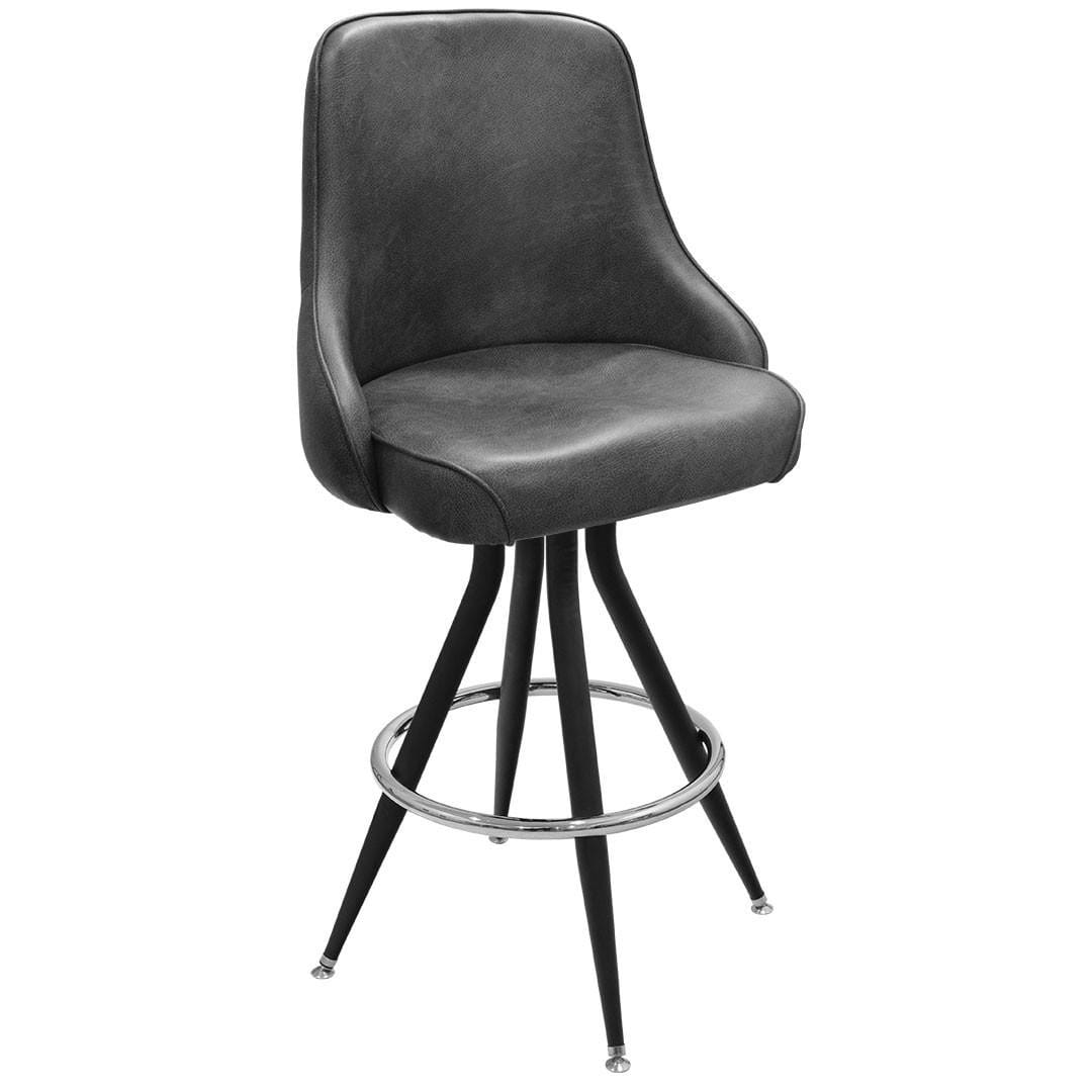 Top Shelf Collection Gladiator 950 Tufted Back Bucket Bar Stool on Vintage Black Base with Chrome/Gold Ring and Choice of 2 Vinyls