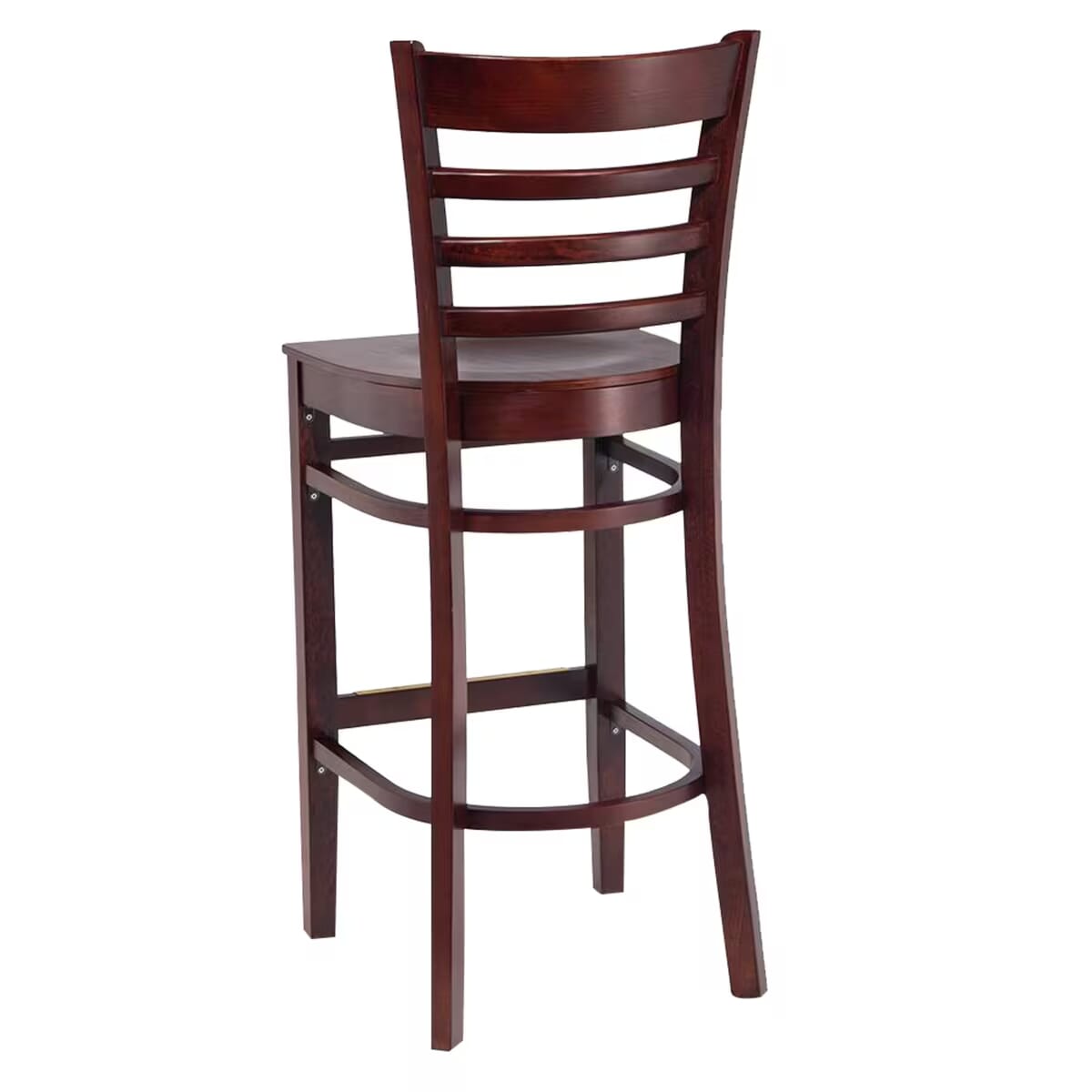 Gladiator Ladderback Dark Mahogany Wood Commercial Bar Stool