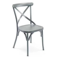 Antique-Look Gray Aluminum Cross-Back Stackable Restaurant Chair
