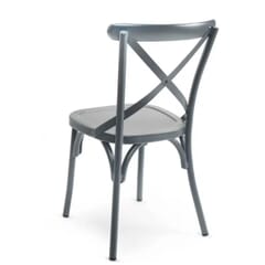 Antique-Look Gray Aluminum Cross-Back Stackable Restaurant Chair