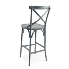 Antique-Style Grey Metal Cross Back Restaurant Bar Stool