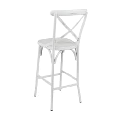 Antique-Style White Metal Cross Back Restaurant Bar Stool