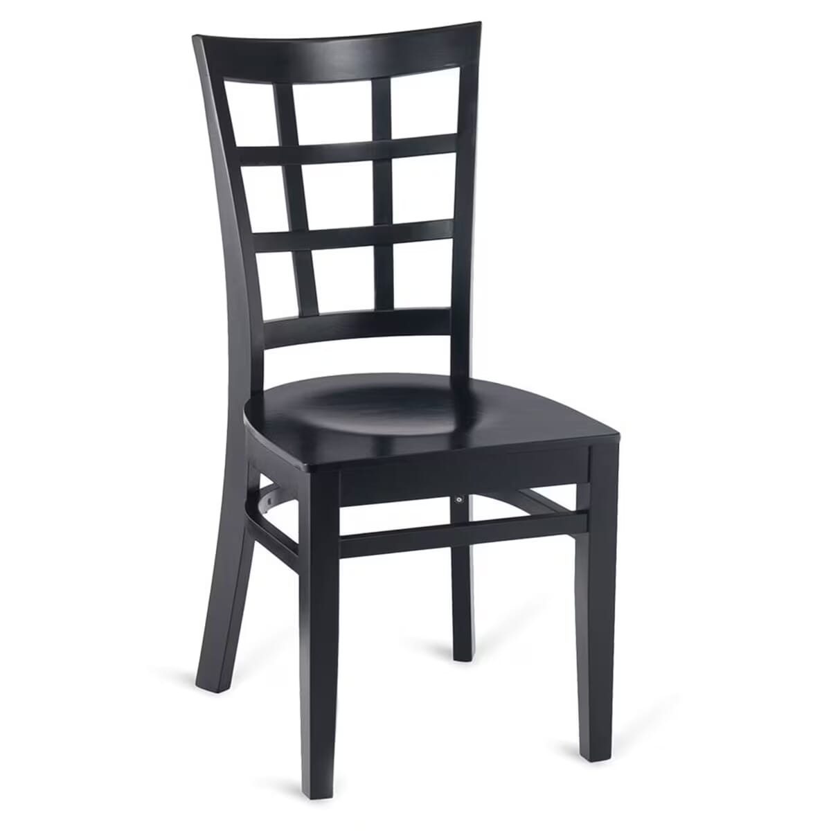 Windowpane Pattern Chair Black Wood Window Pane Restaurant Chair with Wood Veneer Seat