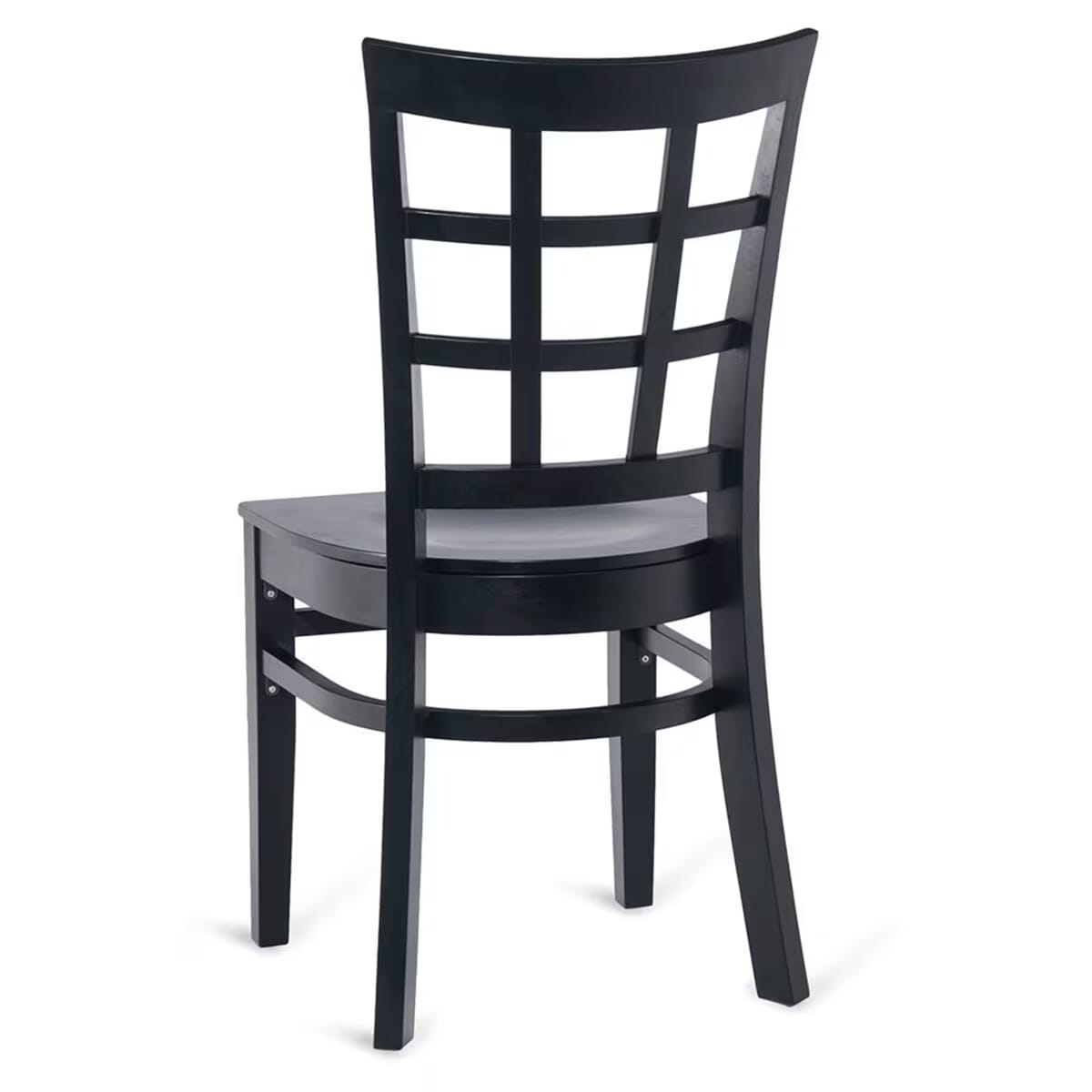 Black Wood Window Pane Restaurant Chair with Wood Veneer Seat