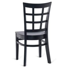 Black Wood Window Pane Restaurant Chair with Wood Veneer Seat