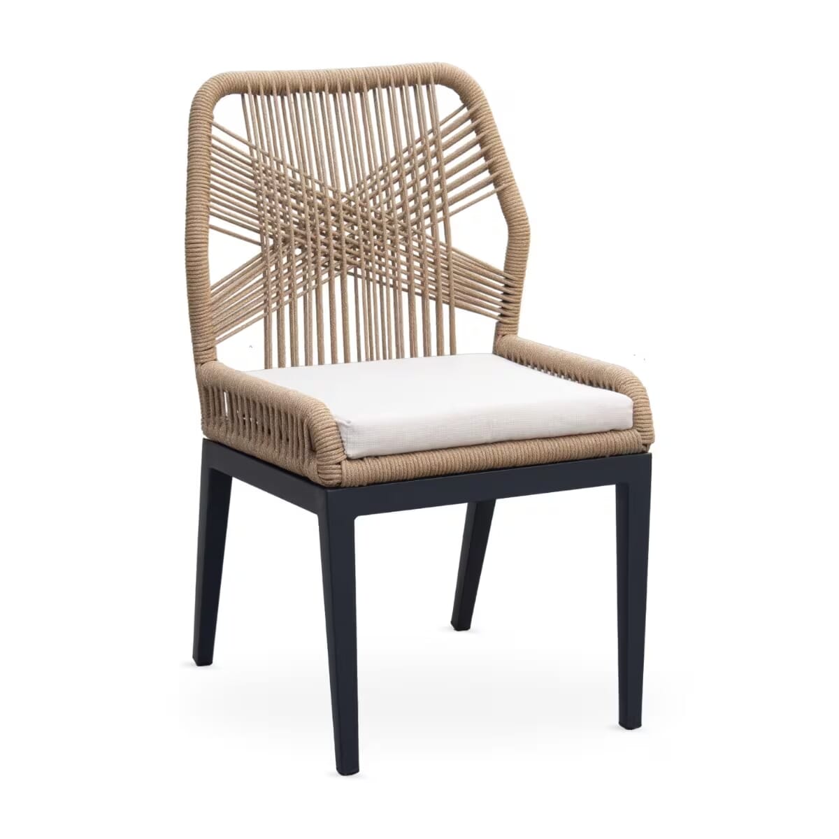 Trinidad Collection Black Frame Chair in Tan Textaline Rope