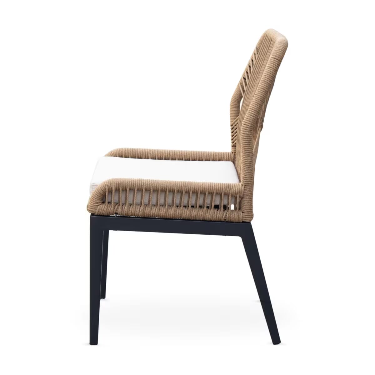 Trinidad Collection Black Frame Chair in Tan Textaline Rope