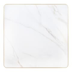 Economy Sintered Stone Restaurant Table Top in White with Gold Aluminum Band