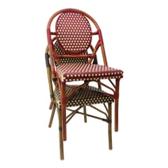 Stackable Outdoor Bamboo-Look Restaurant Chair in Brown and Light Beige